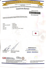 0.730/CT Natural Mozambique Ruby with Govt. Lab Certificate-120000